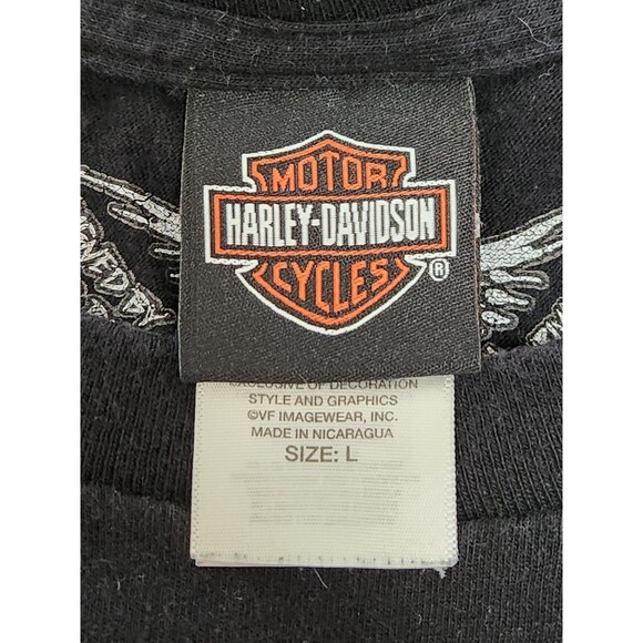 Harley Davidson T-Shirt Men's L Black Camp Legune NC Skull Bulldog Motorcycle - Picture 3 of 5